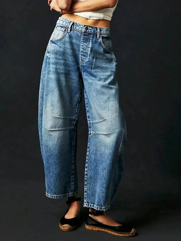 Wide Leg High Waist Leopard Print Denim Pants