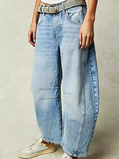 Wide Leg High Waist Leopard Print Denim Pants