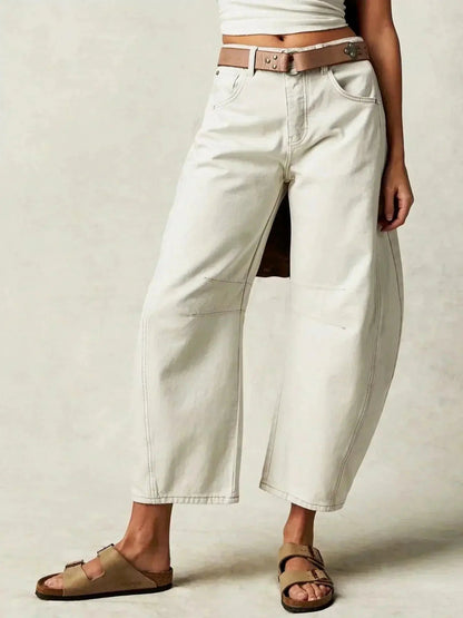 Wide Leg High Waist Leopard Print Denim Pants