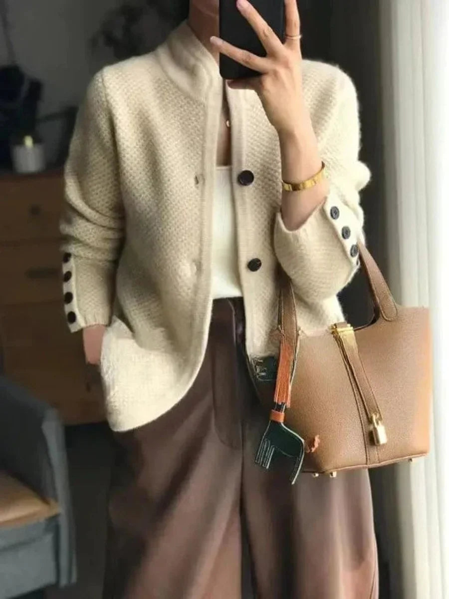 Maren Button-Front Knit Cardigan