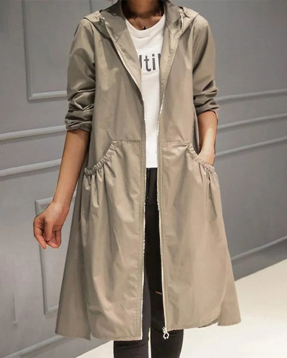 Rowan Hooded Zip-Up Long Coat