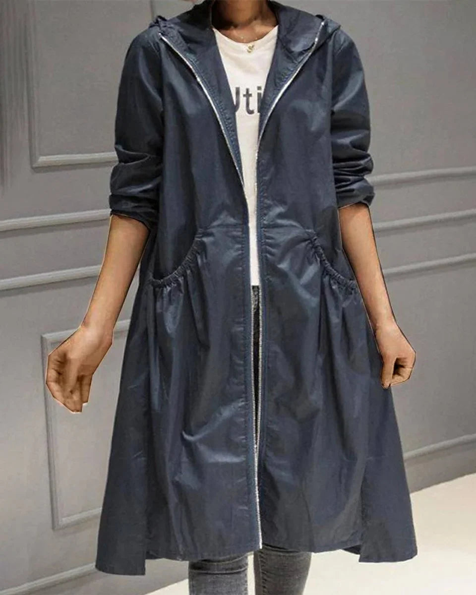 Rowan Hooded Zip-Up Long Coat