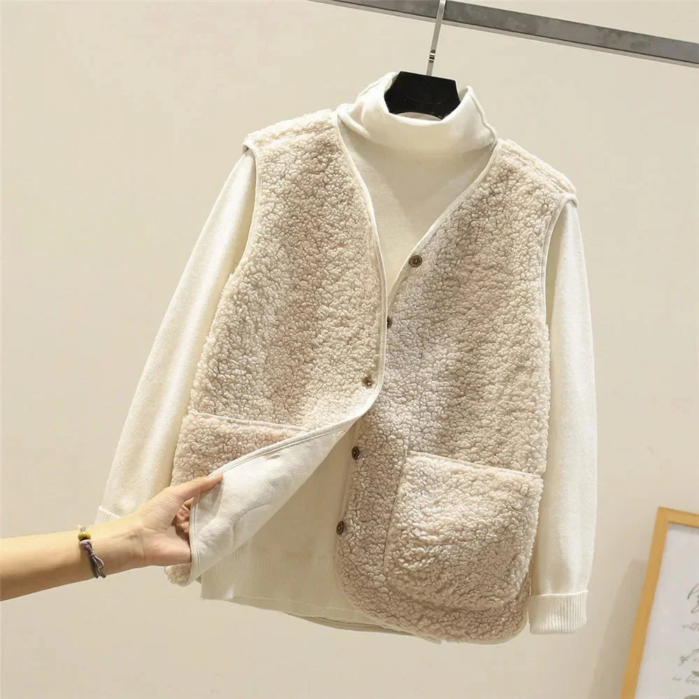 Elodie Sherpa Button-Front Gilet