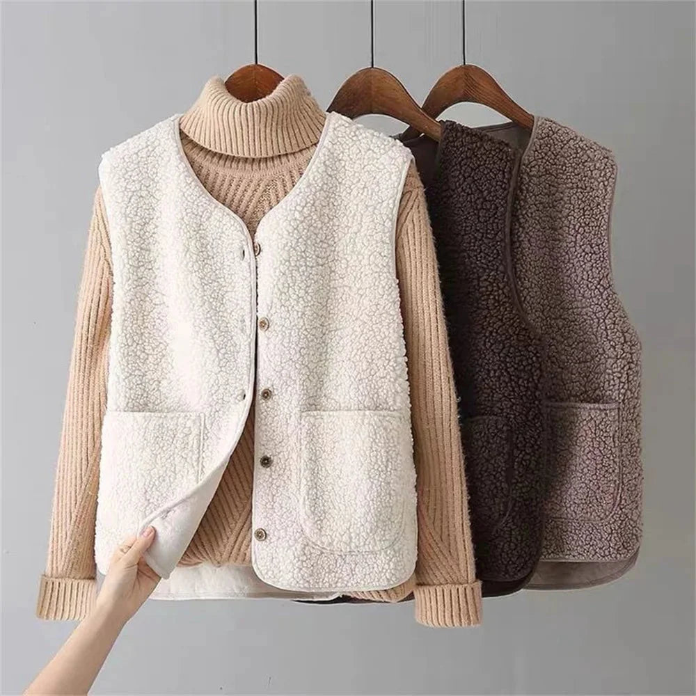 Elodie Sherpa Button-Front Gilet