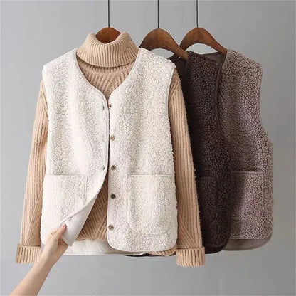 Elodie Sherpa Button-Front Gilet