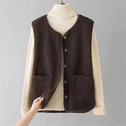 Elodie Sherpa Button-Front Gilet