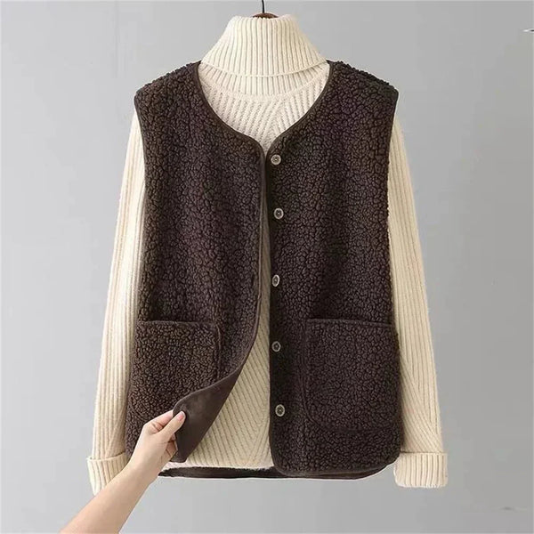 Elodie Sherpa Button-Front Gilet