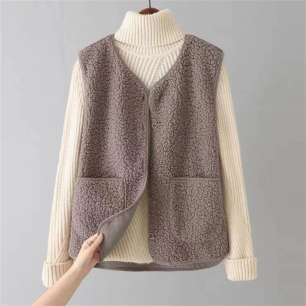 Elodie Sherpa Button-Front Gilet